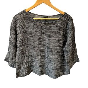 Eileen Fisher‎ 89% Linen Blend Boxy Top Size Medium Black Gray